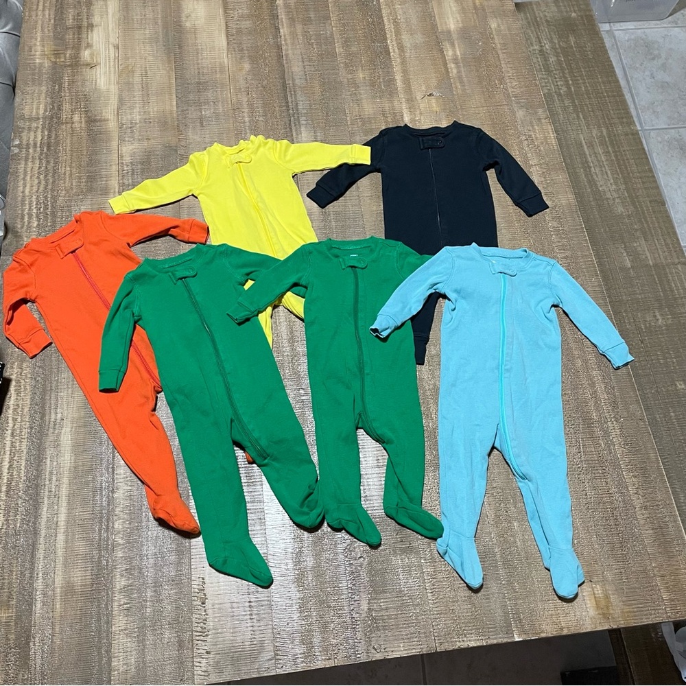 Bundle of six Primary cotton footie pajamas